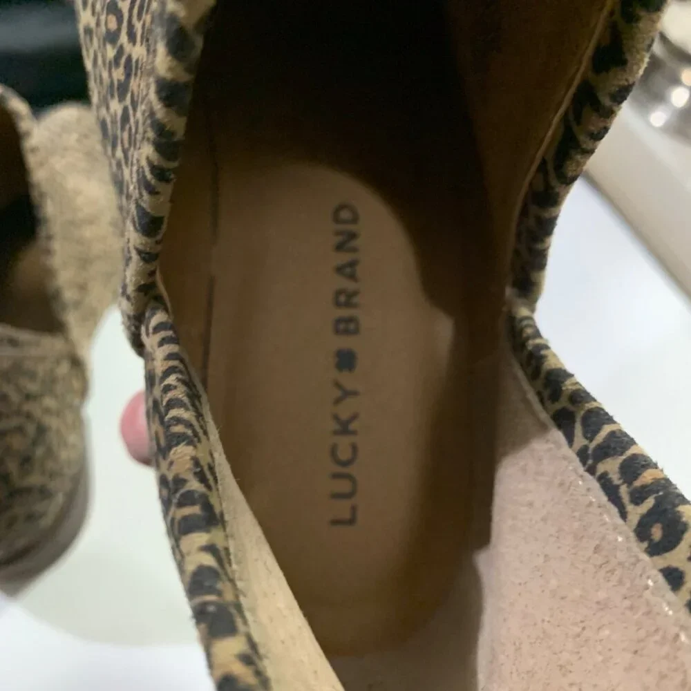 Lucky Brand Women's Leopard Block Heel Ankle Booties 8.5 Western Mob Wife Baddie